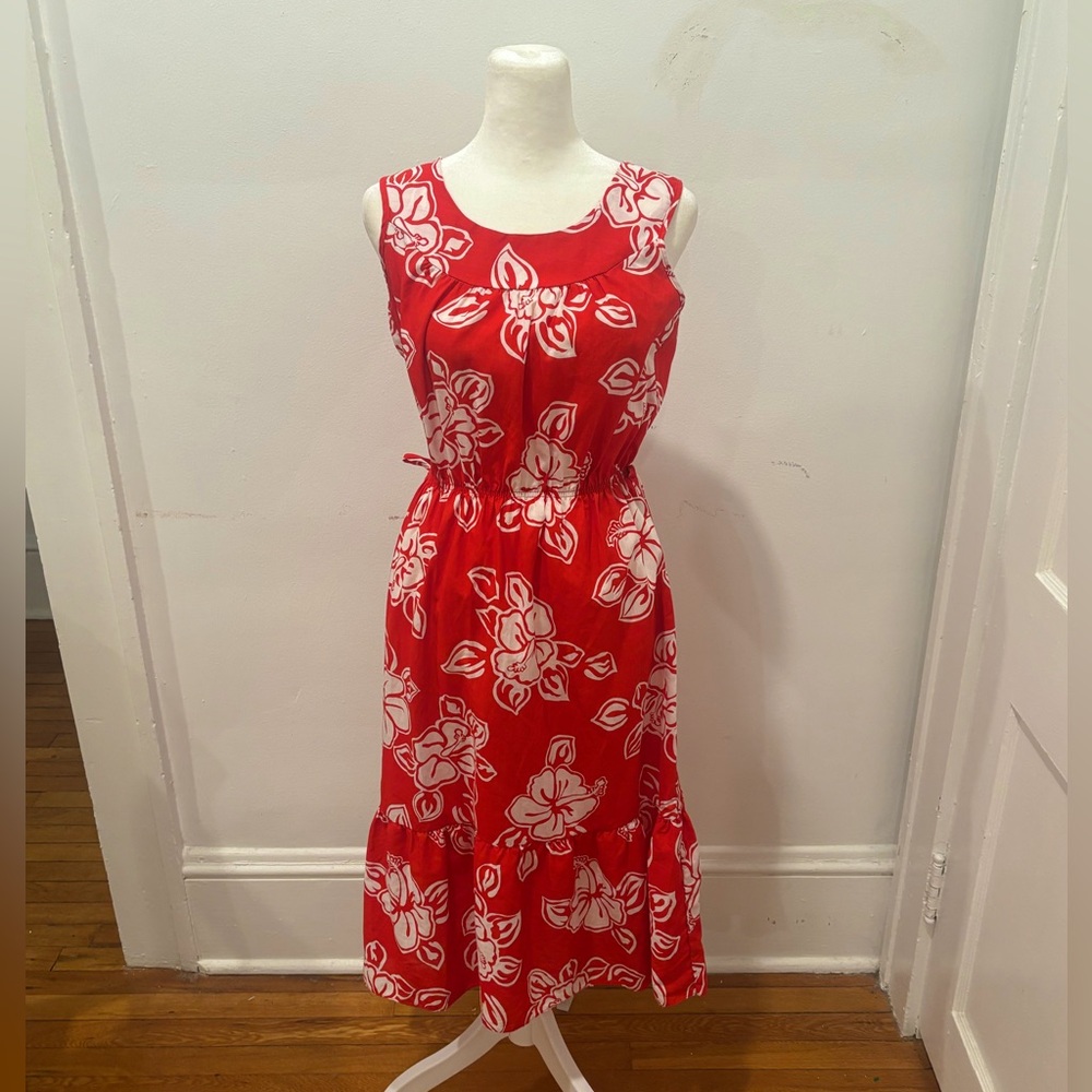 VTG 80s Hibiscus Print Dress